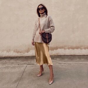 J. Crew Gold Midi Skirt